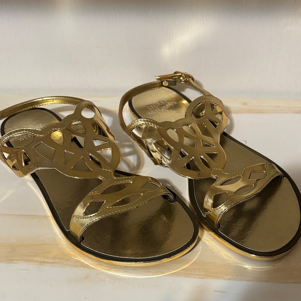 Stuart Weitzman Metallic Gold Sandals